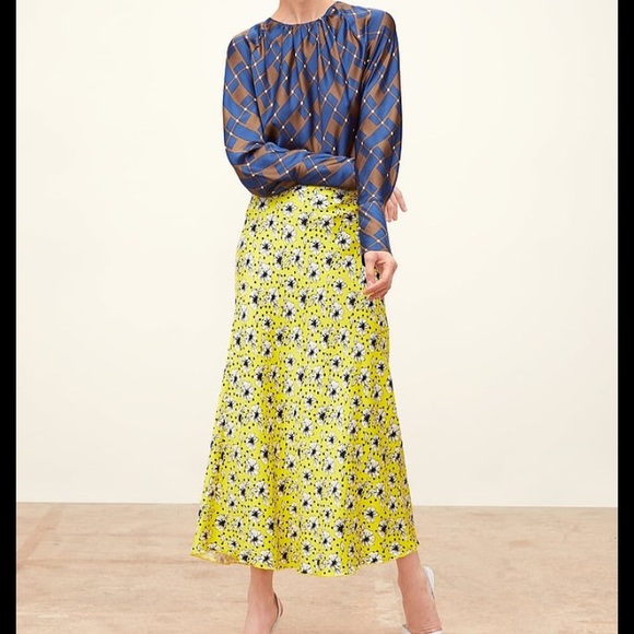 Zara yellow floral midi slip skirt - Picture 2 of 4